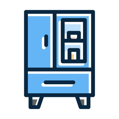 Kişisel ve ticari kullanım için Koyu Renk Simgeleri Doldurulmuş Buzdolabı Vektörü Kalın Çizgisi