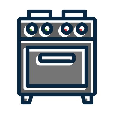 Kişisel ve ticari kullanım için Koyu Renk Simgelerini Doldurulmuş Elektrik Soba Vektörü Kalın Çizgisi