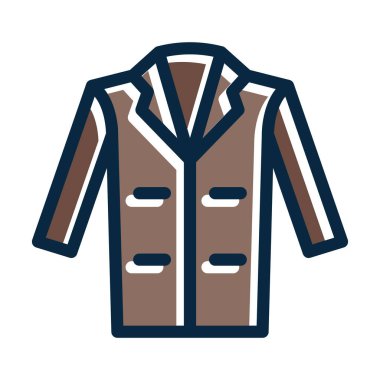 Kişisel ve ticari kullanım için Koyu Renk Simgeleri Doldurulmuş Palto Vektörü Kalın Çizgisi