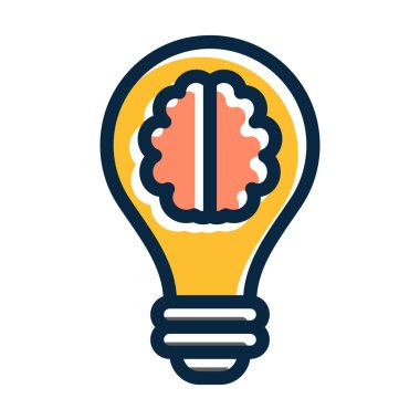 Kişisel ve Ticari Kullanım İçin Koyu Renk Simgeleri Doldurulmuş Fikir Vektörü Kalın Çizgisi