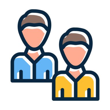 İş Arkadaşı Vektör Kalın Çizgisi Kişisel ve Ticari Kullanım İçin Koyu Renk Simgeleri Dolduruldu