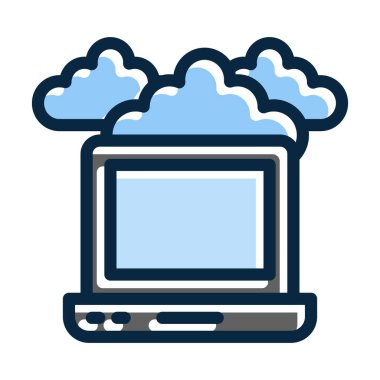 Bulut Vektörü Kalın Çizgisi Kişisel ve Ticari Kullanım İçin Koyu Renk Simgeleri Dolduruldu