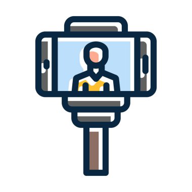 Kişisel ve Ticari Kullanım İçin Koyu Renk Simgelerini Doldurulmuş Vlog Vektörü Kalın Çizgisi