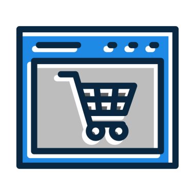 Çevrimiçi İş Vektörü Kalın Çizgisi Kişisel ve Ticari Kullanım İçin Koyu Renk Simgeleri Dolduruldu