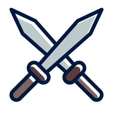 Kılıç Vektörü Kalın Çizgisi Kişisel ve Ticari Kullanım İçin Koyu Renk Simgeleri Dolduruldu