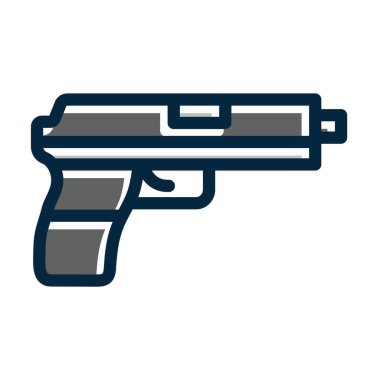 Kişisel ve Ticari Kullanım İçin Koyu Renk Simgeleri Doldurulmuş Tabanca Vektörü Kalın Çizgisi