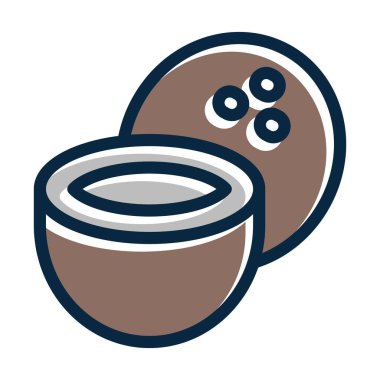 Kişisel ve ticari kullanım için Koyu Renk Simgeleri Doldurulmuş Hindistan cevizi Vektörü Kalın Çizgisi