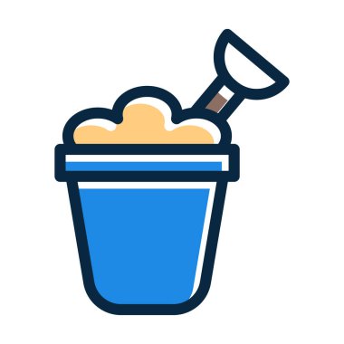 Kum Kova Vektörü Kalın Çizgisi Kişisel ve Ticari Kullanım İçin Koyu Renk Simgeleri Dolduruldu