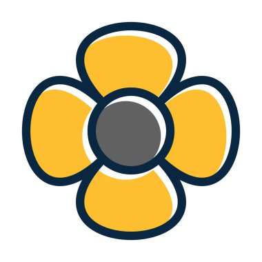 Çiçek Vektörü Kalın Çizgisi Kişisel ve Ticari Kullanım İçin Koyu Renk Simgeleri Dolduruldu