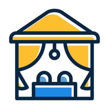 Plaj Kabini Kalın Çizgisi Koyu Renkli Simgeler Kişisel ve Ticari Kullanım İçin