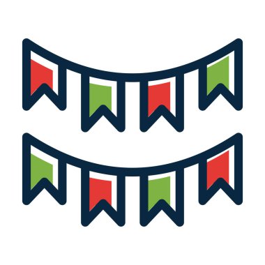 Garland Vektör Kalın Çizgisi Kişisel ve Ticari Kullanım İçin Koyu Renk Simgeleri Dolduruldu