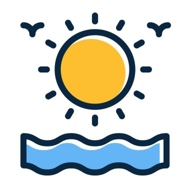 Kişisel ve ticari kullanım için Koyu Renk Simgeleri Doldurulmuş Güneş Vektörü Kalın Çizgisi