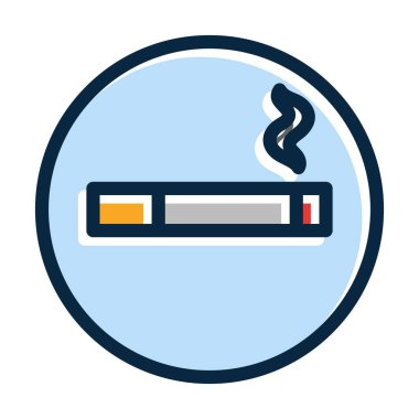 Sigara İçme Alanı Kalın Çizgisi Kişisel ve Ticari Kullanım İçin Koyu Renk Simgeleri Dolduruldu