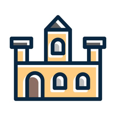 Kale Vektörü Kalın Çizgisi Kişisel ve Ticari Kullanım İçin Koyu Renk Simgeleriyle Dolu