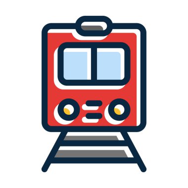 Kişisel ve ticari kullanım için Koyu Renk Simgeleri Doldurulmuş Tren İstasyonu Vektör Kalın Çizgisi