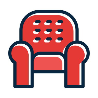 Lounge Vektör Kalın Çizgisi Kişisel ve Ticari Kullanım İçin Koyu Renk Simgeleri Dolduruldu