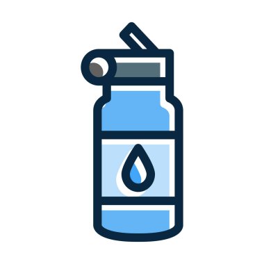 Su Şişe Kalın Çizgisi Kişisel ve Ticari Kullanım İçin Koyu Renk Simgeleri Dolduruldu