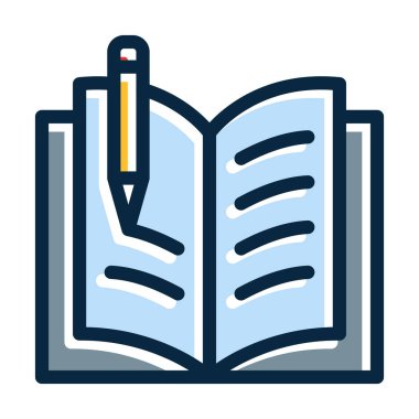 Ödev Vektörü Kalın Çizgisi Kişisel ve Ticari Kullanım İçin Koyu Renk Simgeleri Dolduruldu