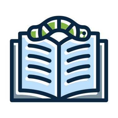 Kitap Kurdu Vektör Kalın Çizgisi Kişisel ve Ticari Kullanım İçin Koyu Renk Simgeleri Dolduruldu