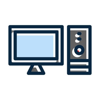 Kişisel ve Ticari Kullanım İçin Koyu Renk Simgelerini Doldurulmuş Bilgisayar Vektörü Kalın Çizgisi