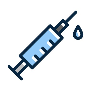 Şırınga Vektörü Kalın Çizgisi Kişisel ve Ticari Kullanım İçin Koyu Renk Simgeleri Dolduruldu