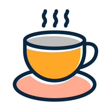 Kişisel ve ticari kullanım için Koyu Renk Simgeleri Doldurulmuş Çay Vektörü Kalın Çizgisi