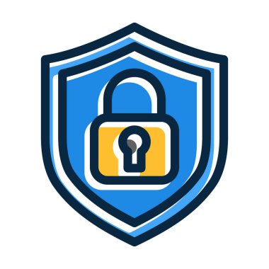 Güvenlik Vektörü Kalın Çizgisi Kişisel ve Ticari Kullanım İçin Koyu Renk Simgeleri Dolduruldu