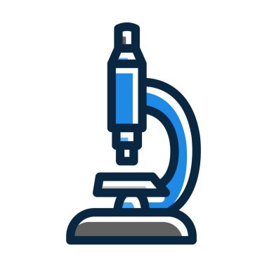 Kişisel ve Ticari Kullanım İçin Koyu Renk Simgeleri Doldurulmuş Mikroskop Vektör Kalın Çizgisi