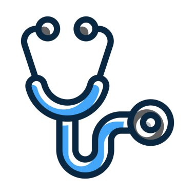 Kişisel ve Ticari Kullanım İçin Koyu Renk Simgeleri Doldurulmuş Stethoscope Vector Kalın Çizgisi