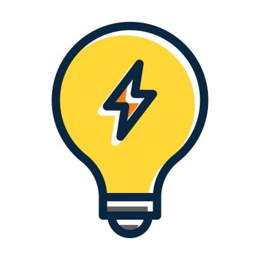 Ampul Vektörü Kalın Çizgisi Kişisel ve Ticari Kullanım İçin Koyu Renk Simgeleri Dolduruldu