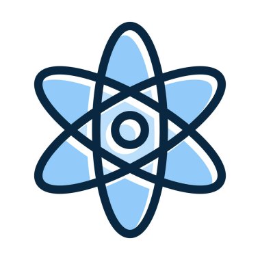 Kişisel ve Ticari Kullanım İçin Koyu Renk Simgelerini Doldurulmuş Atom Vektörü Kalın Çizgisi