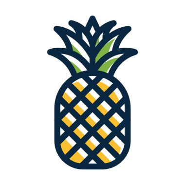 Kişisel ve ticari kullanım için Koyu Renk Simgeleri Doldurulmuş Ananas Vektörü Kalın Çizgisi