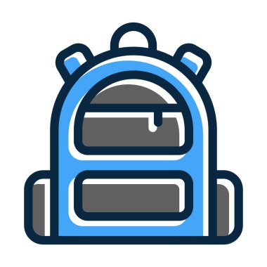 Sırt Çantası Vektör Kalın Çizgisi Kişisel ve Ticari Kullanım için Koyu Renk Simgeleri