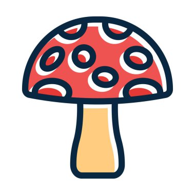 Kişisel ve Ticari Kullanım İçin Koyu Renk Simgeleri Doldurulmuş Mantar Vektörü Kalın Çizgisi