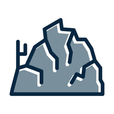 Kaya Vektörü Kalın Çizgisi Kişisel ve Ticari Kullanım İçin Koyu Renk Simgeleri Dolduruldu