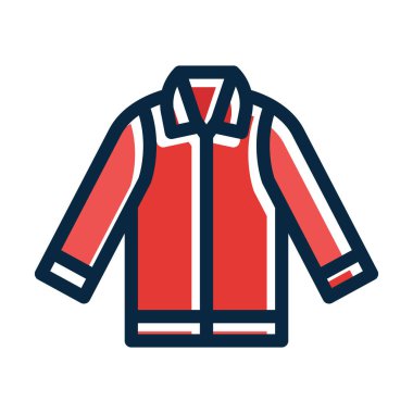 Kişisel ve Ticari Kullanım İçin Koyu Renk Simgeleri Doldurulmuş Ceket Vektörü Kalın Çizgisi