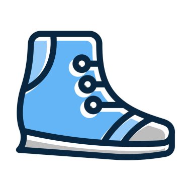 Kişisel ve Ticari Kullanım İçin Koyu Renk Simgeleri Doldurulmuş Ayakkabı Vektörü Kalın Çizgisi