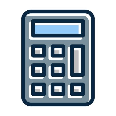 Kişisel ve Ticari Kullanım İçin Koyu Renk Simgelerini Doldurulmuş Hesaplayıcı Vektör Kalın Çizgisi