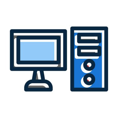 Kişisel ve Ticari Kullanım İçin Koyu Renk Simgelerini Doldurulmuş Bilgisayar Vektörü Kalın Çizgisi