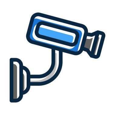 Kişisel ve ticari kullanım için Koyu Renk Simgelerini Doldurulmuş CcTV Vektör Kalın Çizgisi