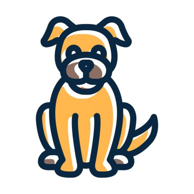 Köpek Vektörü Kalın Çizgisi Kişisel ve Ticari Kullanım İçin Koyu Renk Simgeleri Dolduruldu