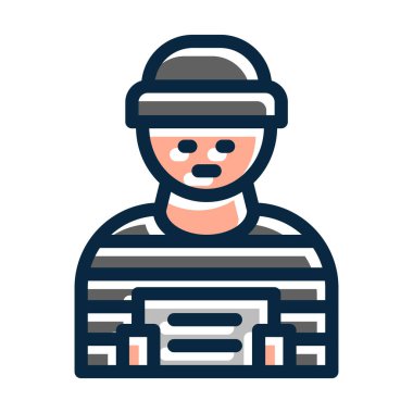 Kriminal Vektör Kalın Çizgisi Kişisel ve Ticari Kullanım İçin Koyu Renk Simgeleri Dolduruldu