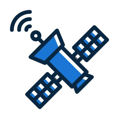 Kişisel ve Ticari Kullanım İçin Koyu Renk Simgelerini Doldurulmuş Uydu Vektörü Kalın Çizgisi