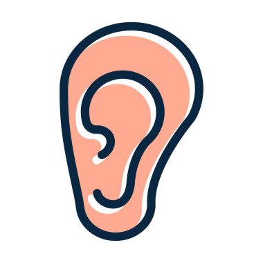 Kişisel ve ticari kullanım için Koyu Renk Simgeleri Doldurulmuş Kulak Vektörü Kalın Çizgisi