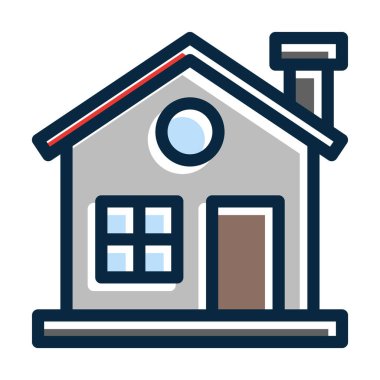 Ev Vektörü Kalın Çizgisi Kişisel ve Ticari Kullanım İçin Koyu Renk Simgeleri Dolduruldu