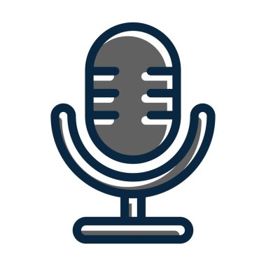 Kişisel ve Ticari Kullanım İçin Koyu Renk Simgelerini Doldurulmuş Podcast Vektör Kalın Çizgisi