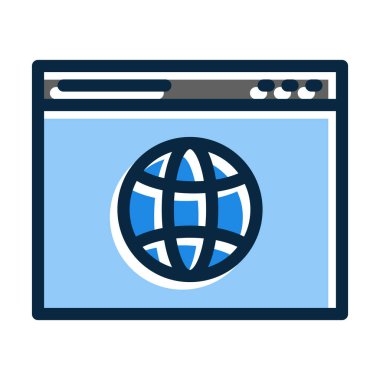 Kişisel ve Ticari Kullanım İçin Koyu Renk Simgelerini Doldurulmuş Web Tarayıcı Kalın Çizgisi