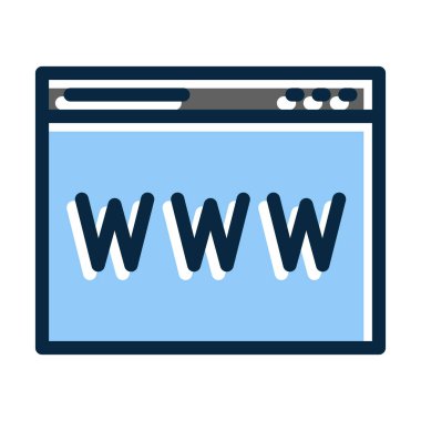 Kişisel ve Ticari Kullanım İçin Koyu Renk Simgelerini Doldurulmuş Web Sitesi Vektör Kalın Çizgisi