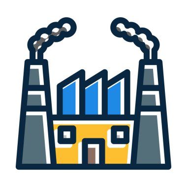 Enerji Santrali Kalın Çizgisi Kişisel ve Ticari Kullanım İçin Koyu Renk Simgeleri Dolduruldu