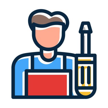 Koyu Renk Simgeleri Kişisel ve Ticari Kullanım İçin Elektrikçi Vektör Kalın Çizgisi Dolduruldu